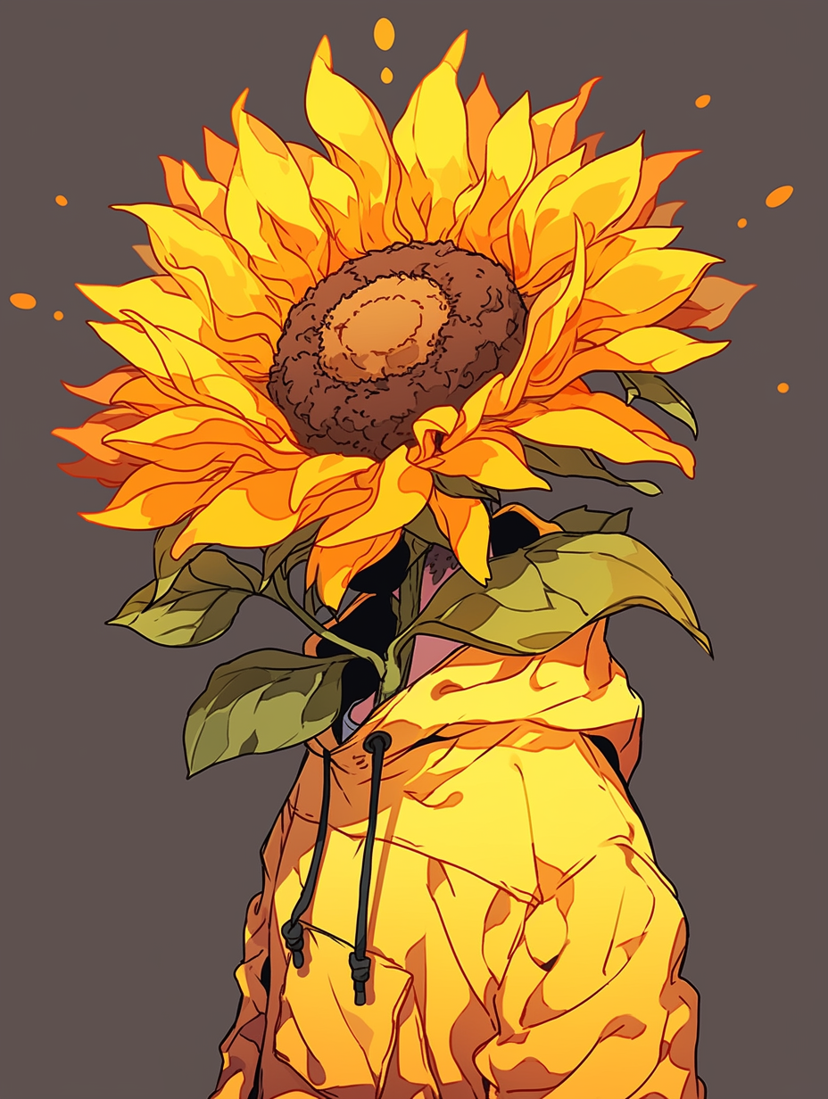 Sunflower emoji on colorful background