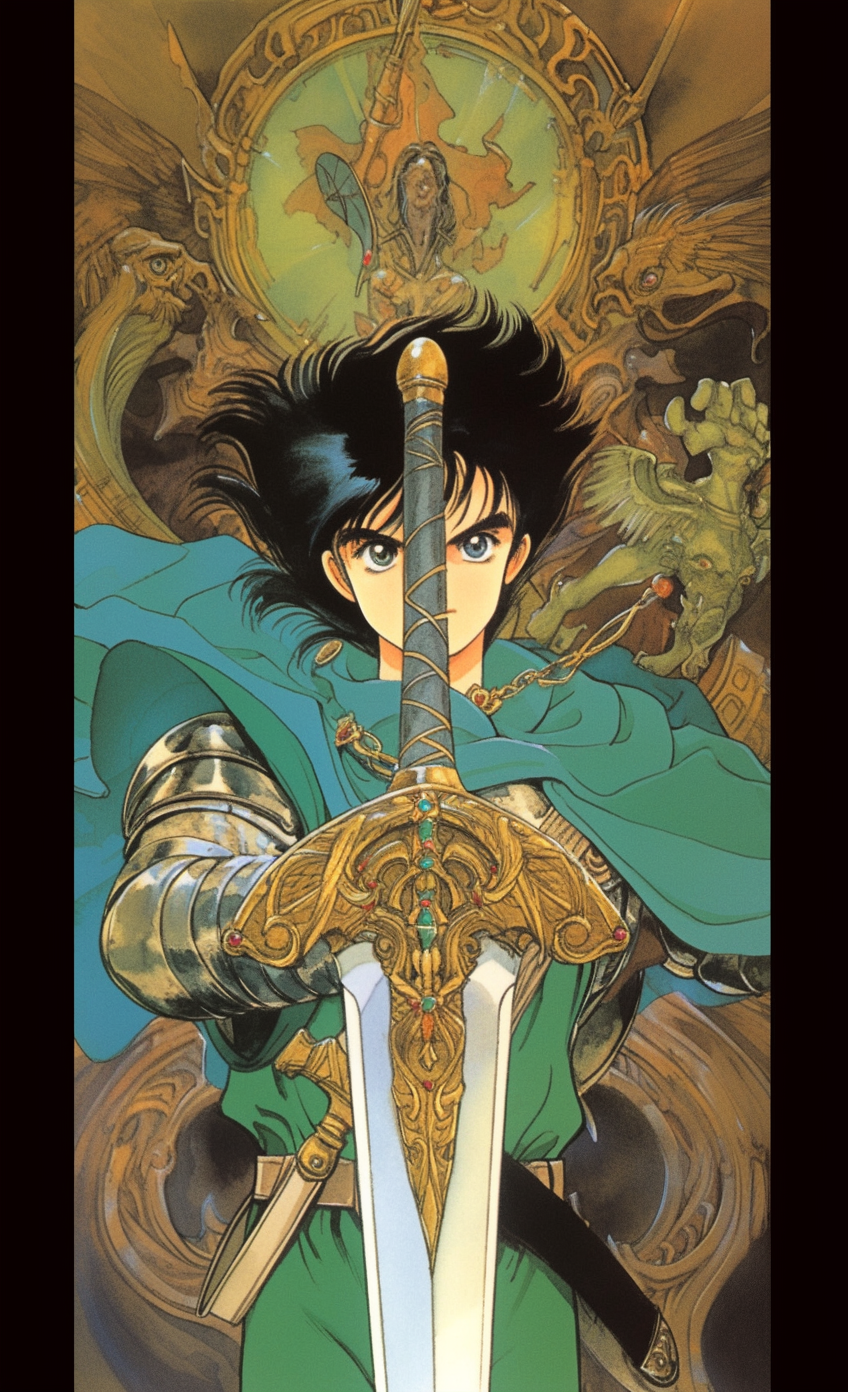 4. Detailed image of teenage hero with sword