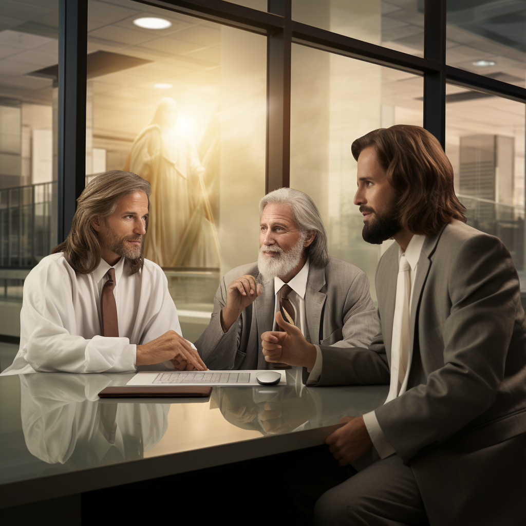 4. Image showing men questioning Jesus as Messiah