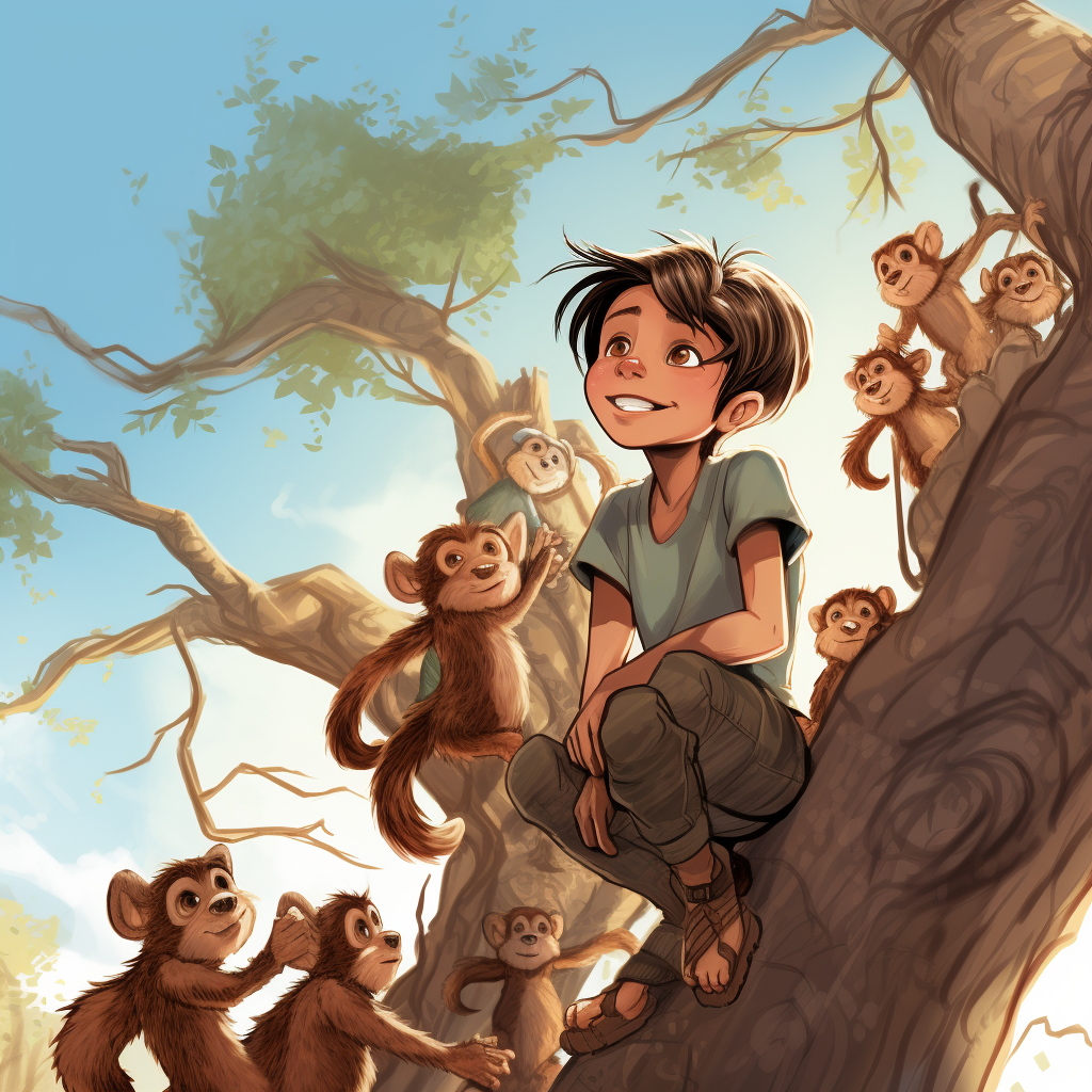 4. Image of Oliver and Ella offering a lifeline to scared monkeys