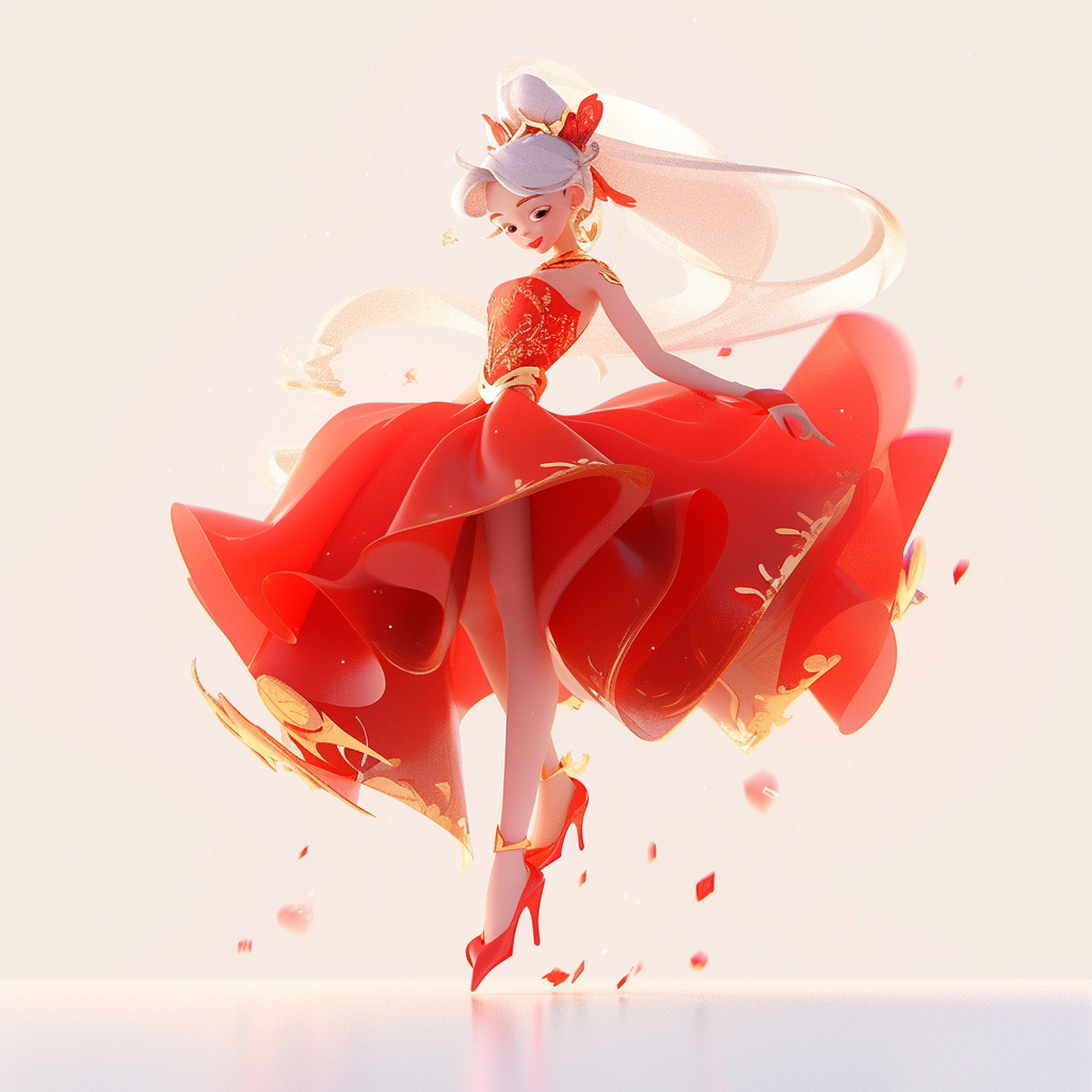 Magical girl in red princess attire