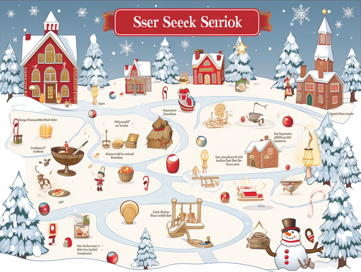 4. Christmas village worksheet image with holiday objects