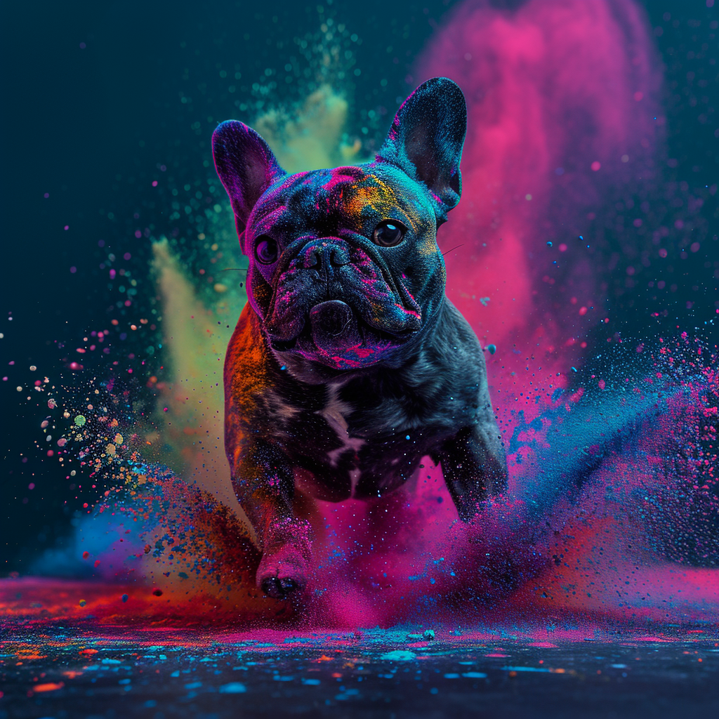 4. Vibrant grey french bulldog in motion