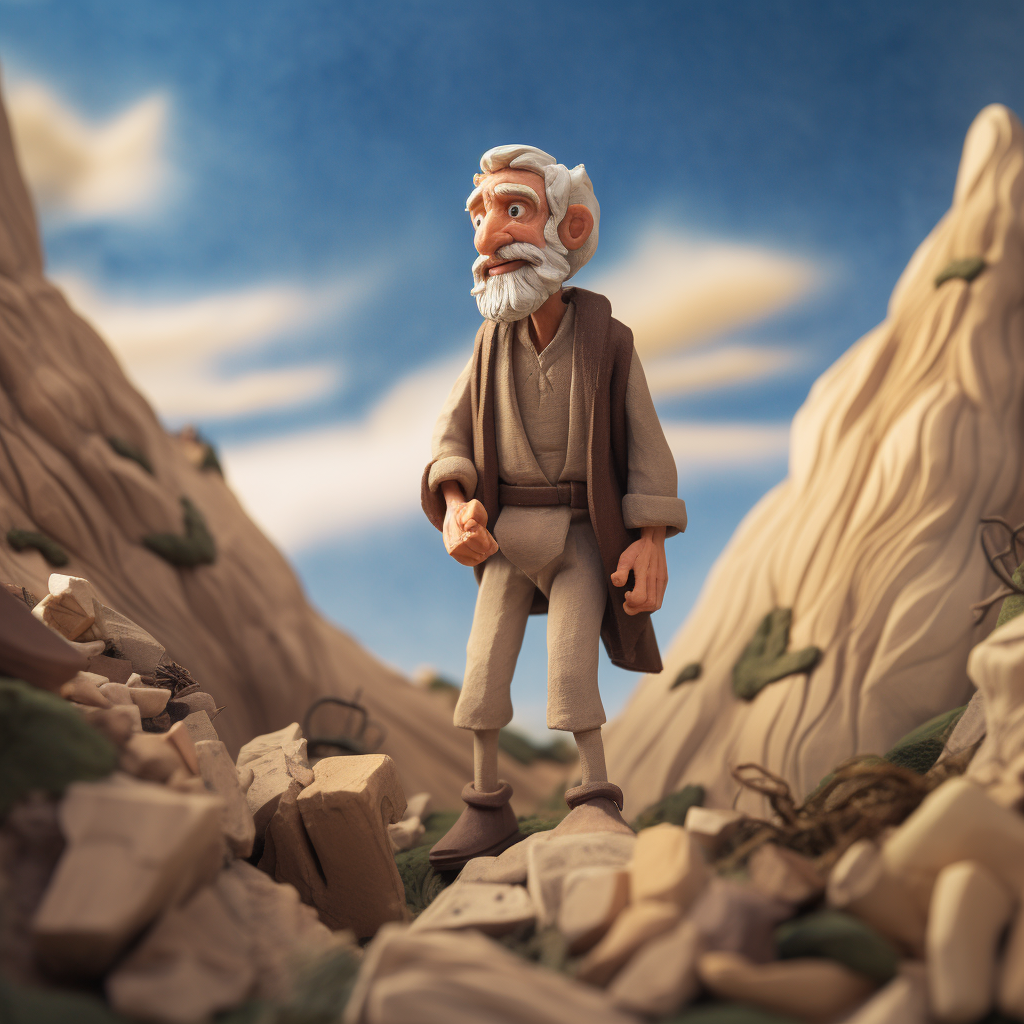 4. Clay-made ancient Roman philosopher on an adventure