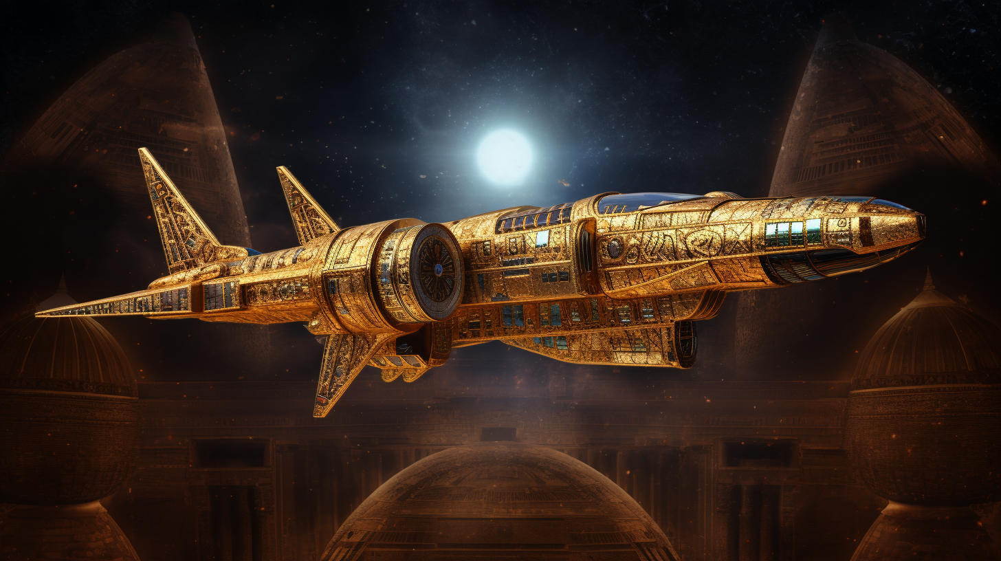 Detailed description of ancient Egyptian spaceship image