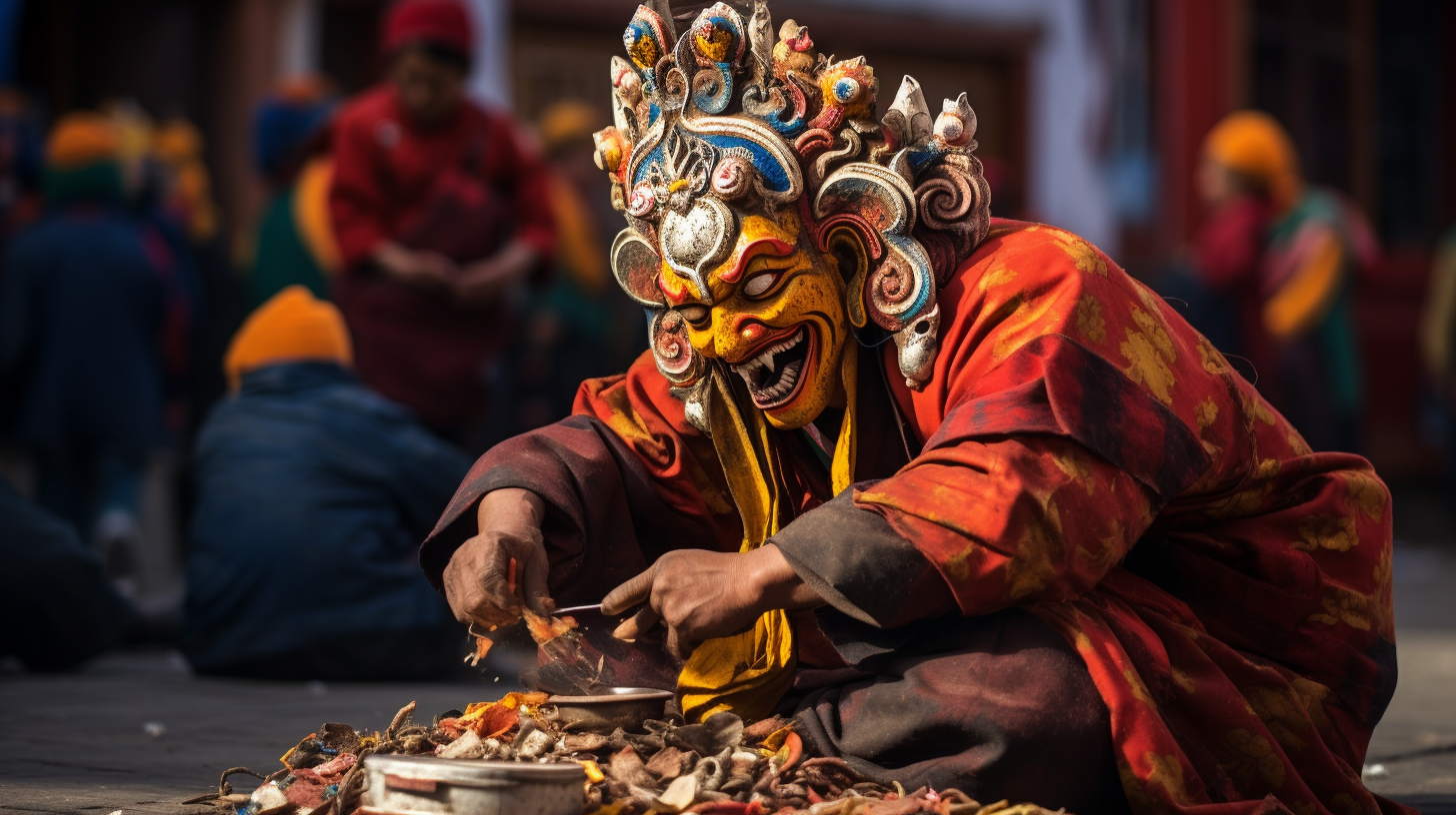 4. Image showcasing Tibetan cultural traditions and religious rituals