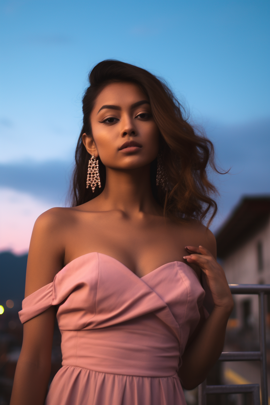 4. Elegant Bhutanese woman on rooftop