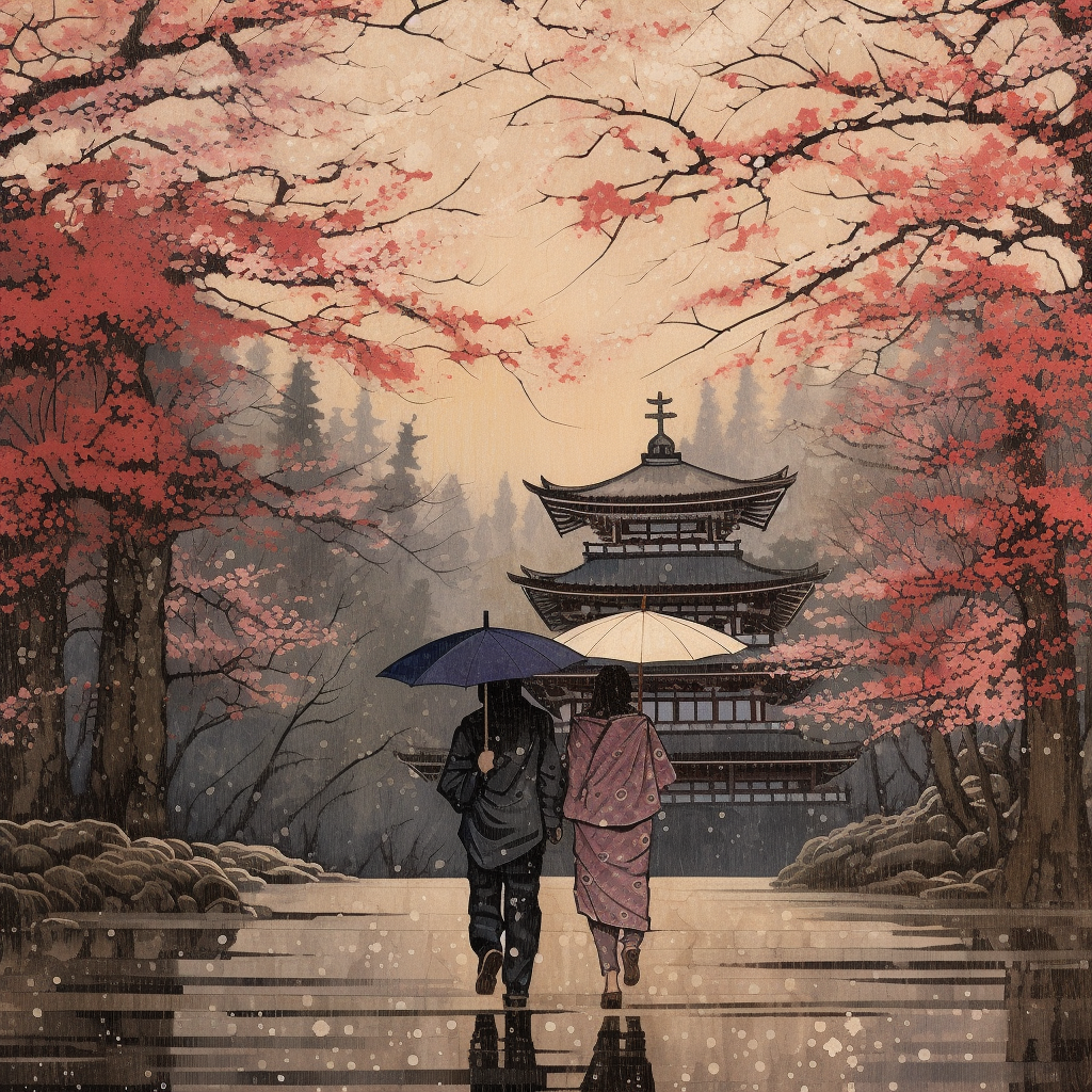 4. Romantic couple walking in rain