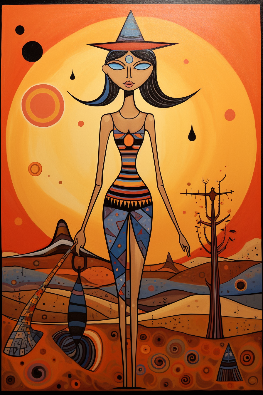 4. Cartoon person in desert landscape