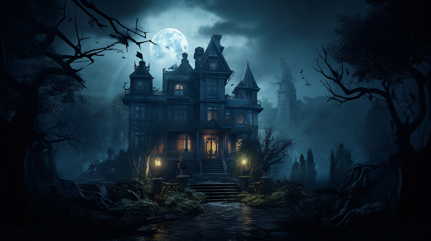 4. Image of a moonlit haunted mansion