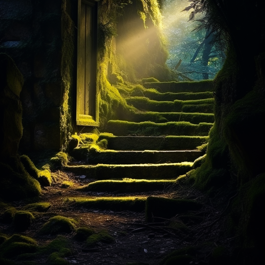 4. Mossy stairs leading to magical portal