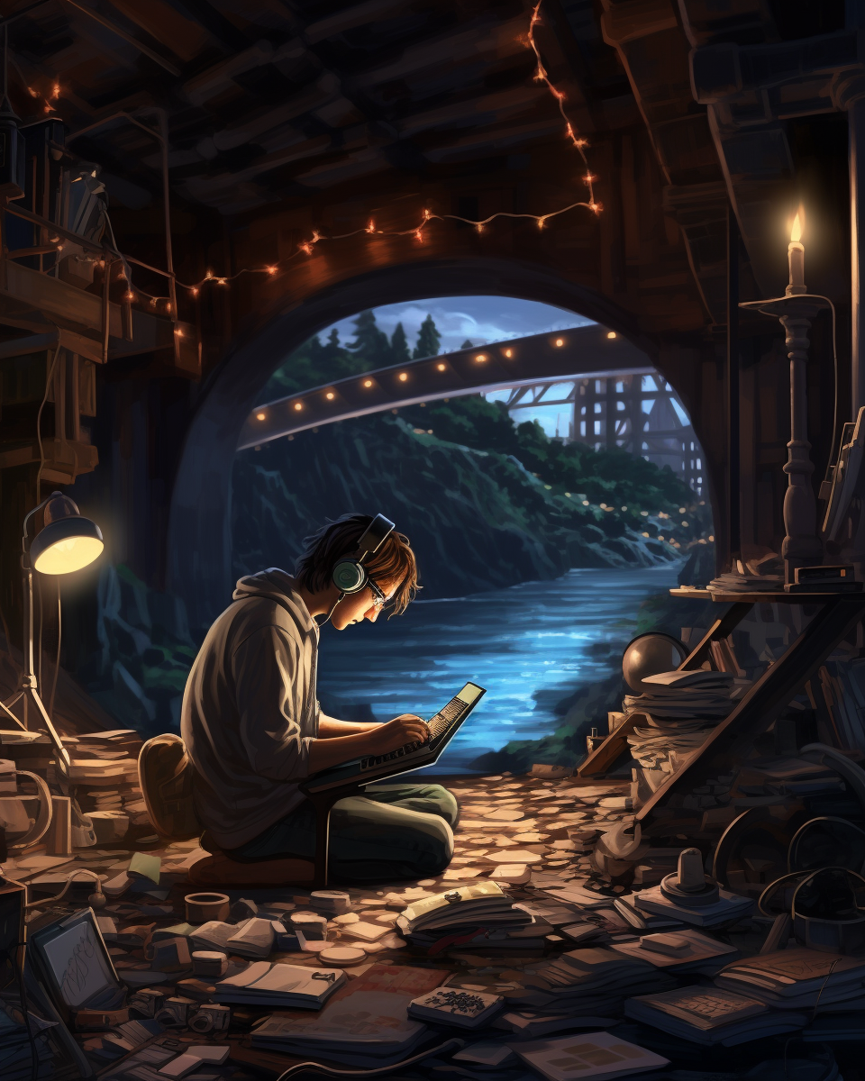 4. Image of a nerdy engineer working under a bridge