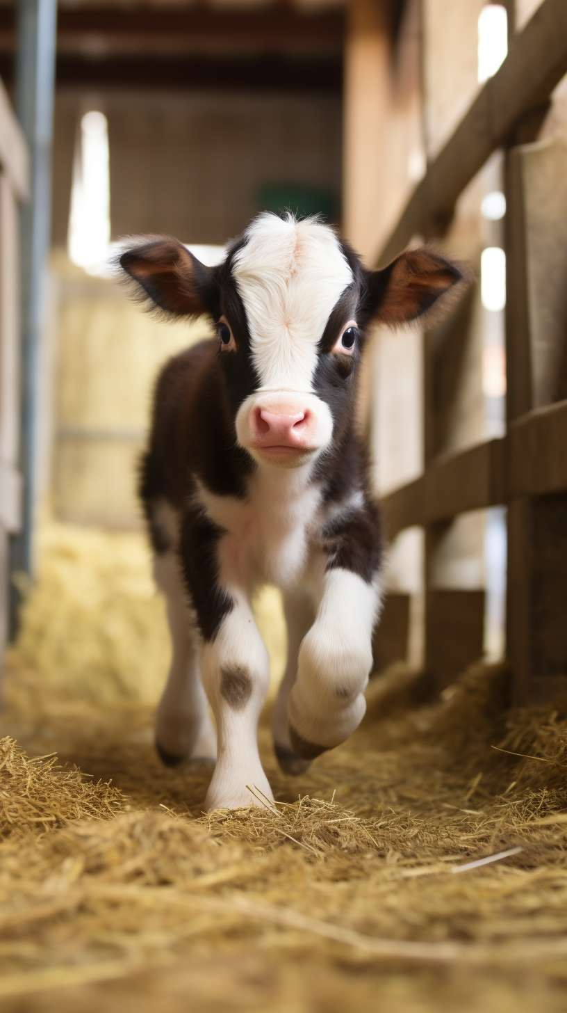 4. Energetic calf in stall