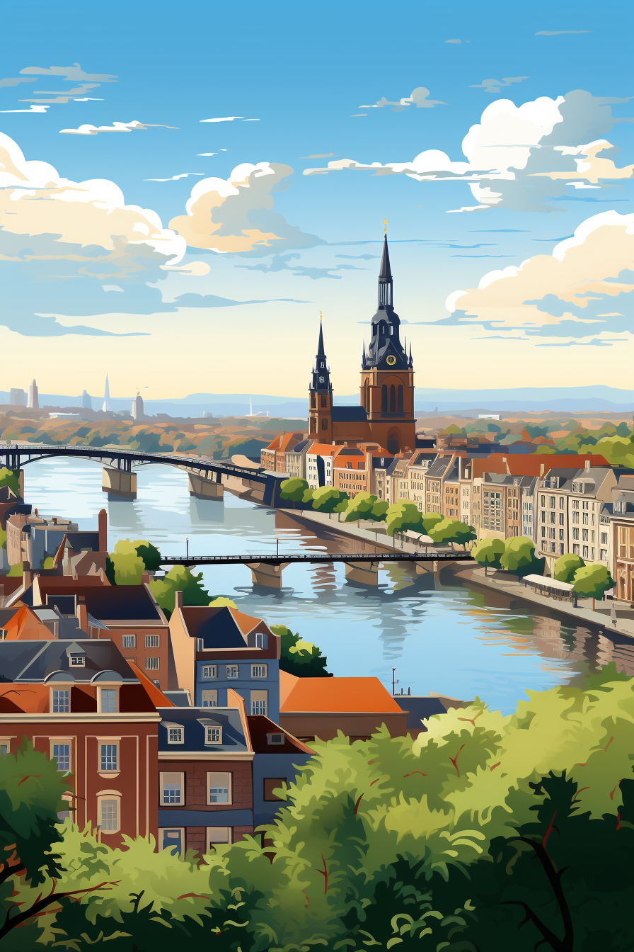 4. Vector art of Nijmegen cityscape