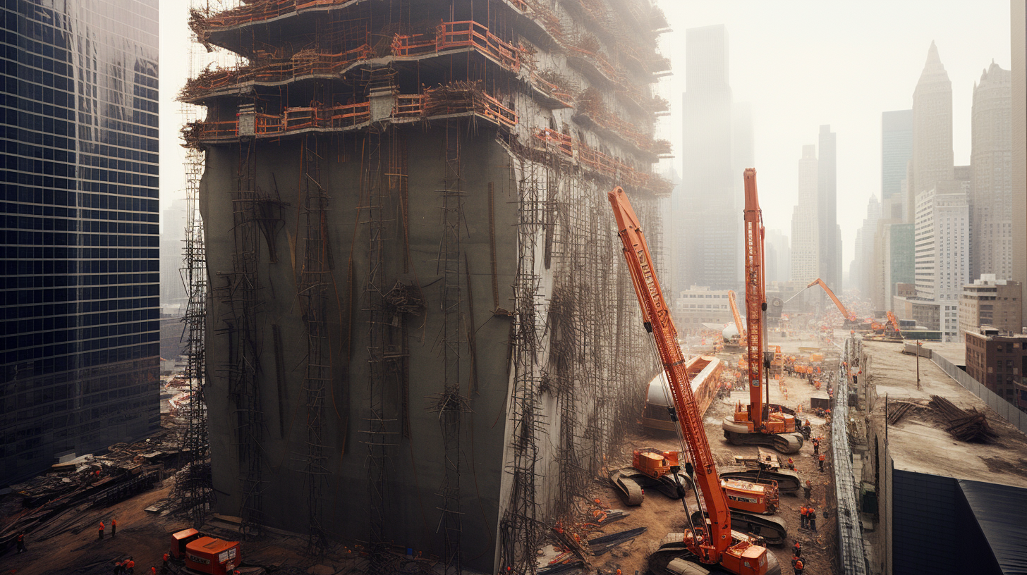 4. Detailed image depicting the NYC skyscraper's deep foundations.