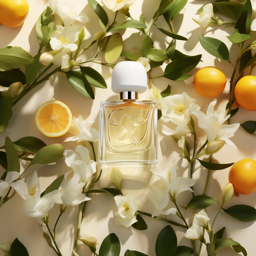 4. Fragrant symphony of perfume amidst jasmine vines and citrus grove