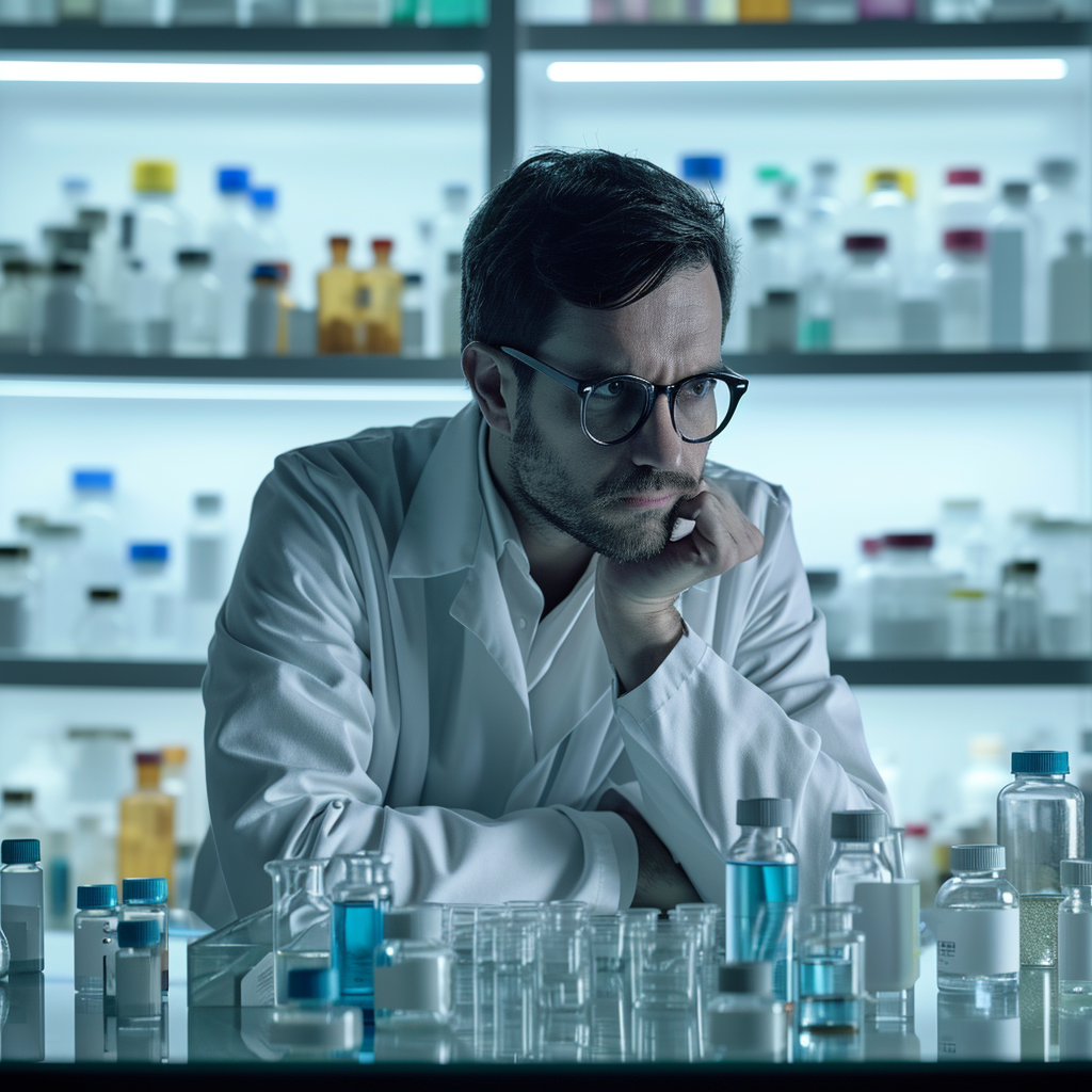 4.  Pharmacist in Lab Creating New Medicine Formula