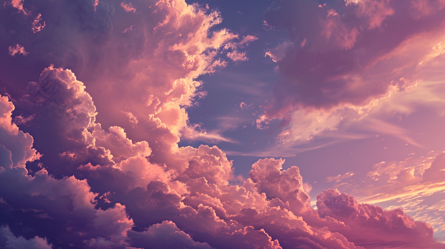 4. Stunning pink clouds digital art with film grain effect