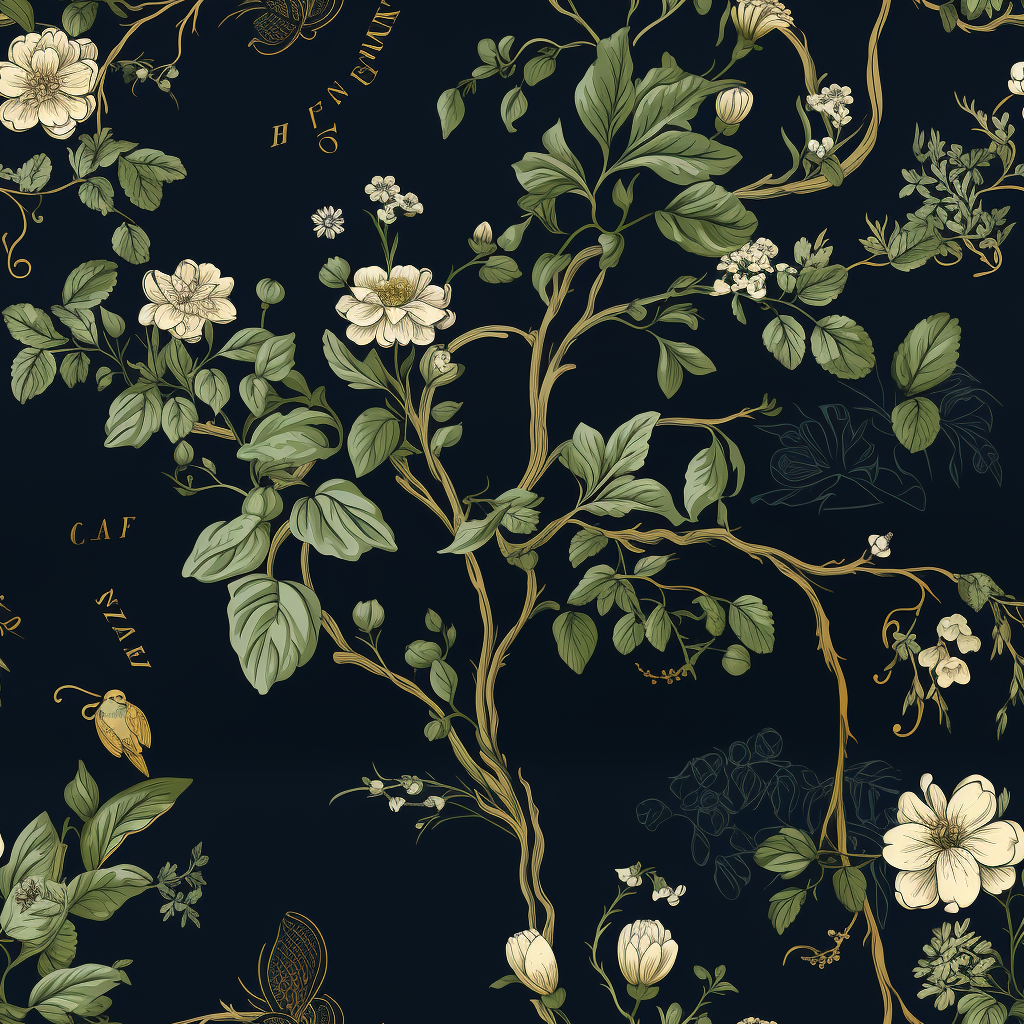 4. Floral wallpaper for Redwood Apothecary shop decor