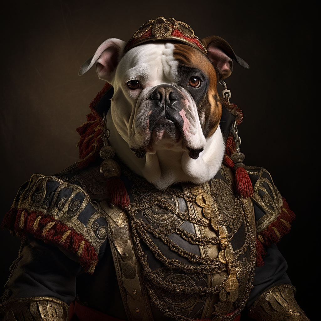 4. Bull dog in Renaissance military uniform