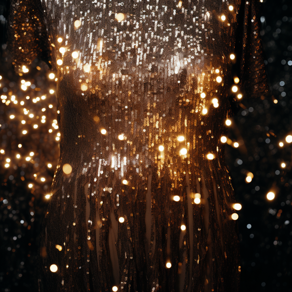 4. Shining sequined dress suit reflecting New Year's Eve fireworks