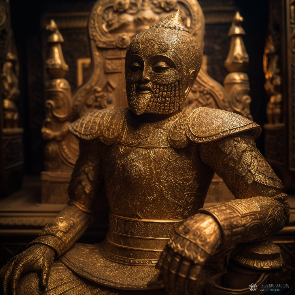 4.  Golden armor shining in temple