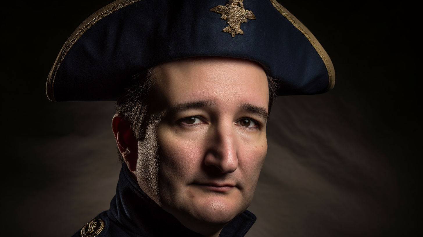 4. Image of Ted Cruz in revolutionary war uniform with tricorn hat