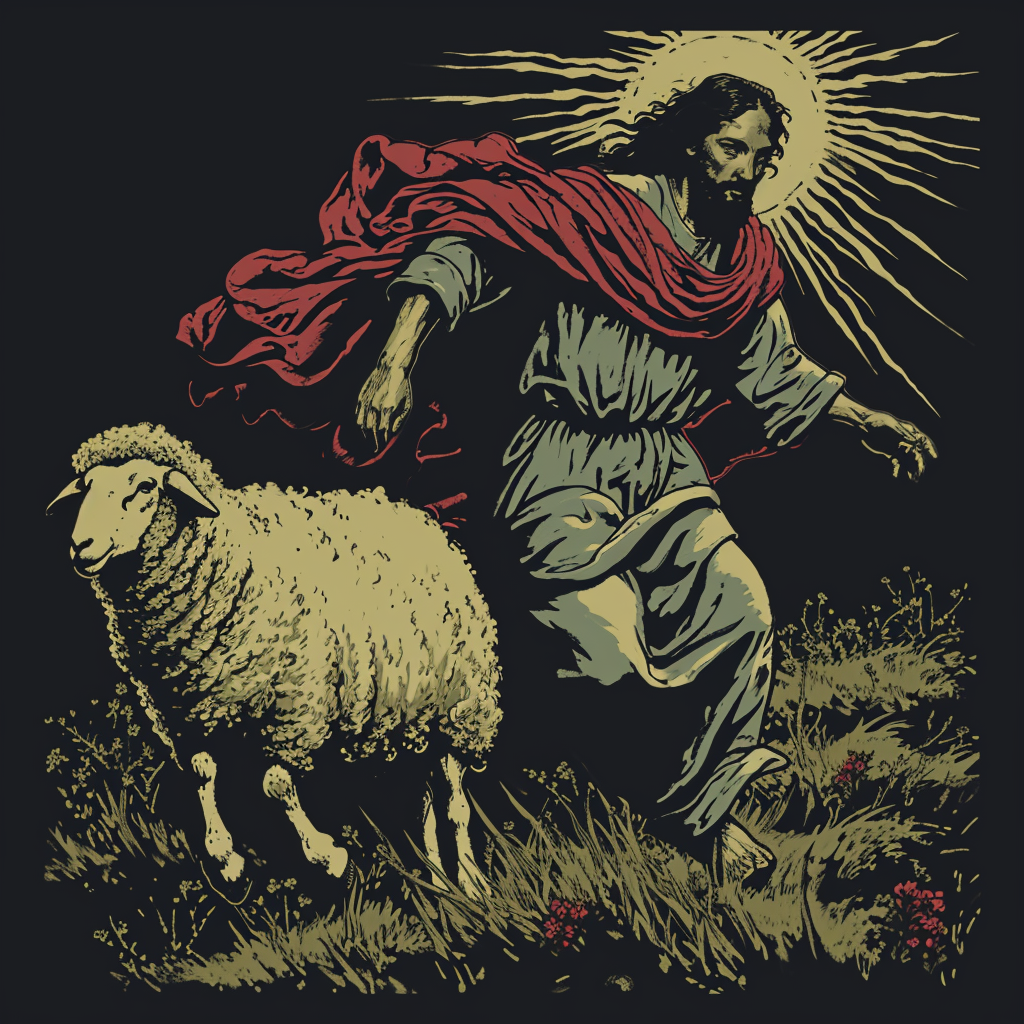 4. Unique t-shirt design featuring Jesus chasing a sheep