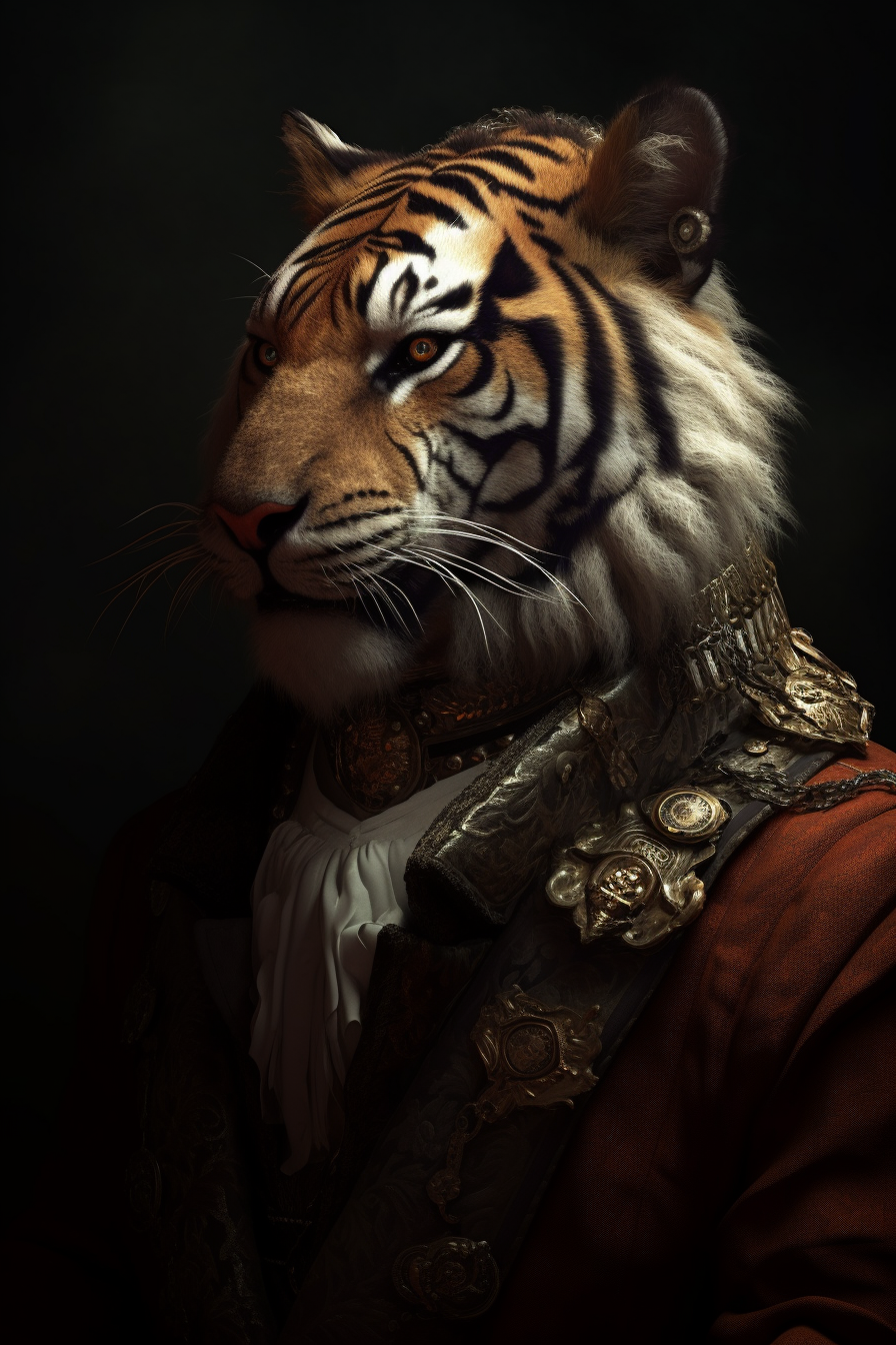 4. Dark and elegant vampire tiger in Victorian clothes