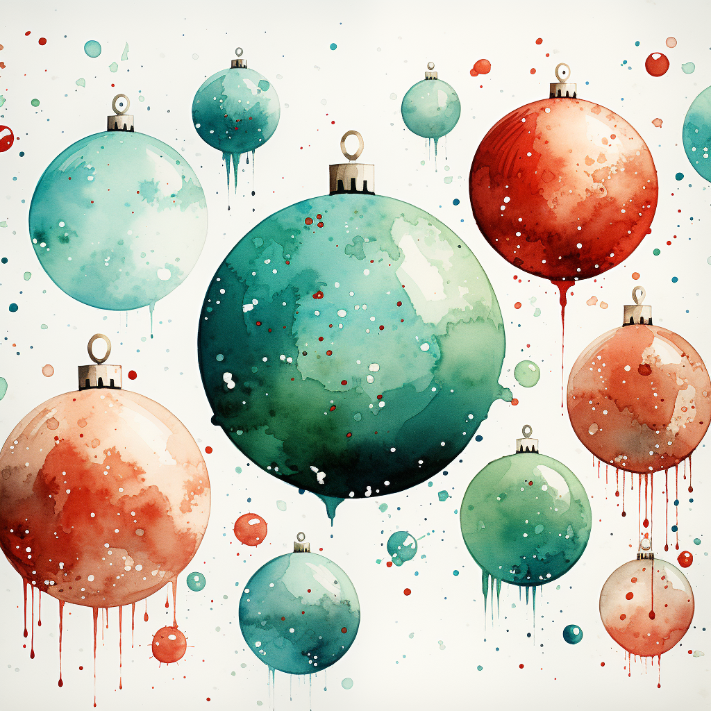 4. Colorful Watercolor Christmas Splashes on White Background