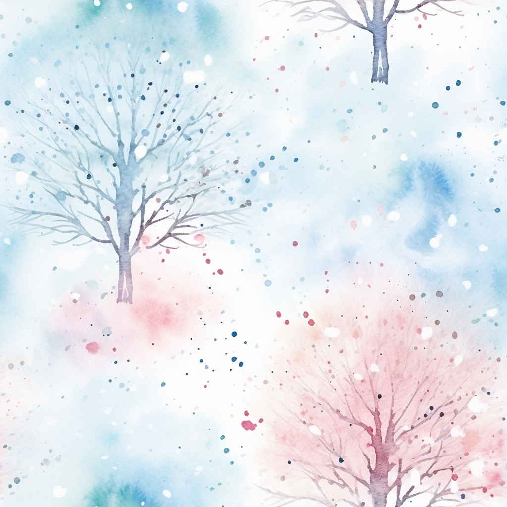 4. Winter tree pattern with watercolor effect