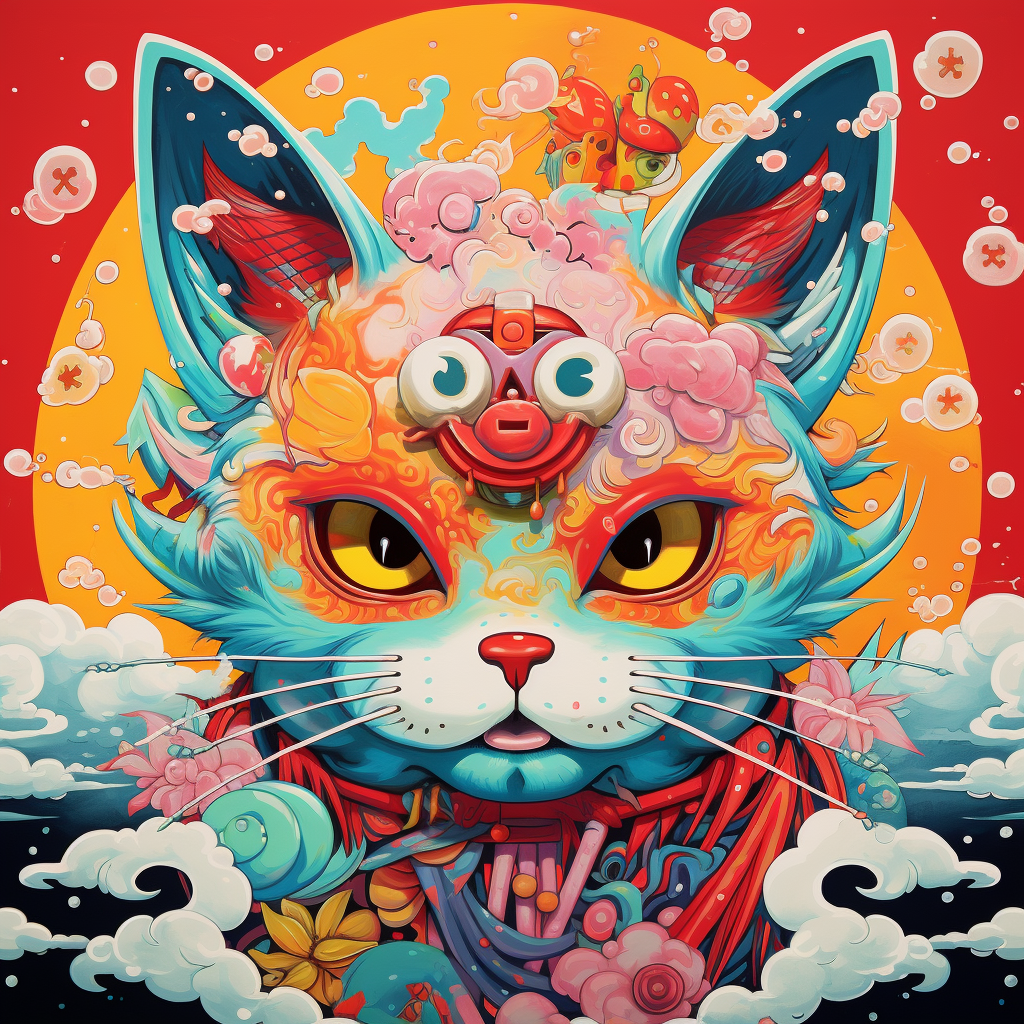 4. Eye-catching pop art yokai illustration