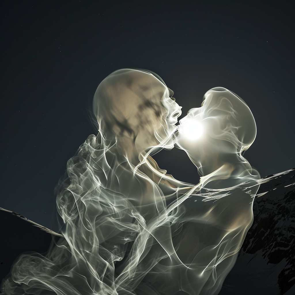 4. Couple kissing in moonlight sculpture