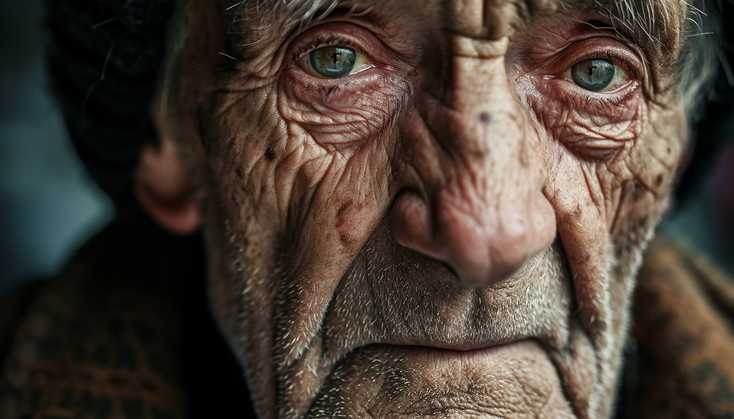 Closeup portrait of 120 year old man