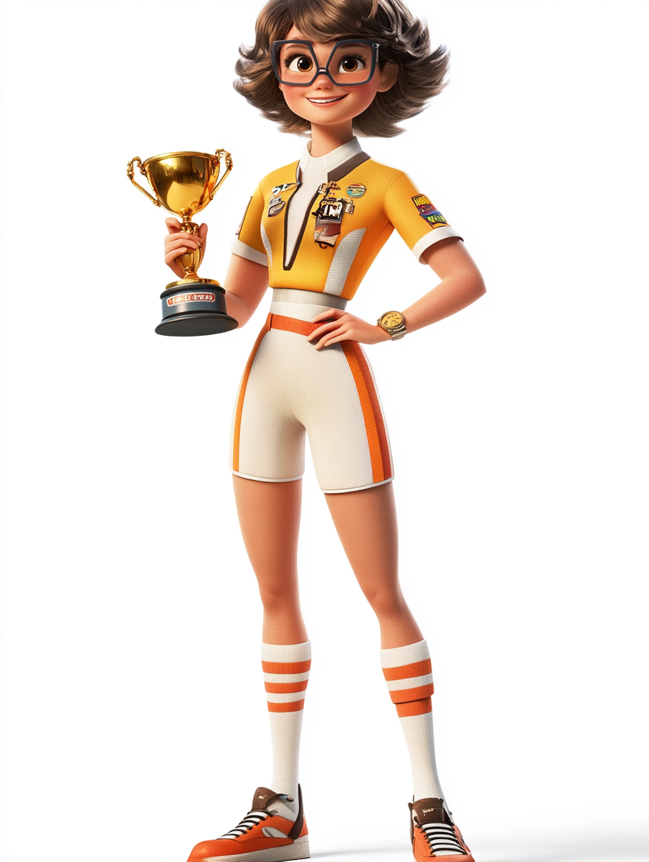 16-year-old female athlete champ in 1970s style.