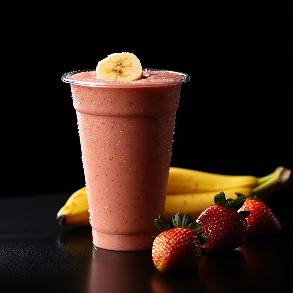 16K Hyper-Realistic Strawberry Banana Smoothie Photo 