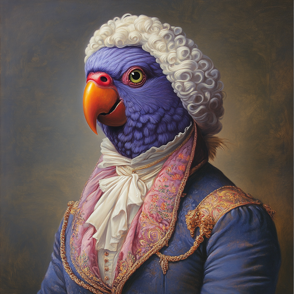 18th Century Portrait: Human with Parrot Head 