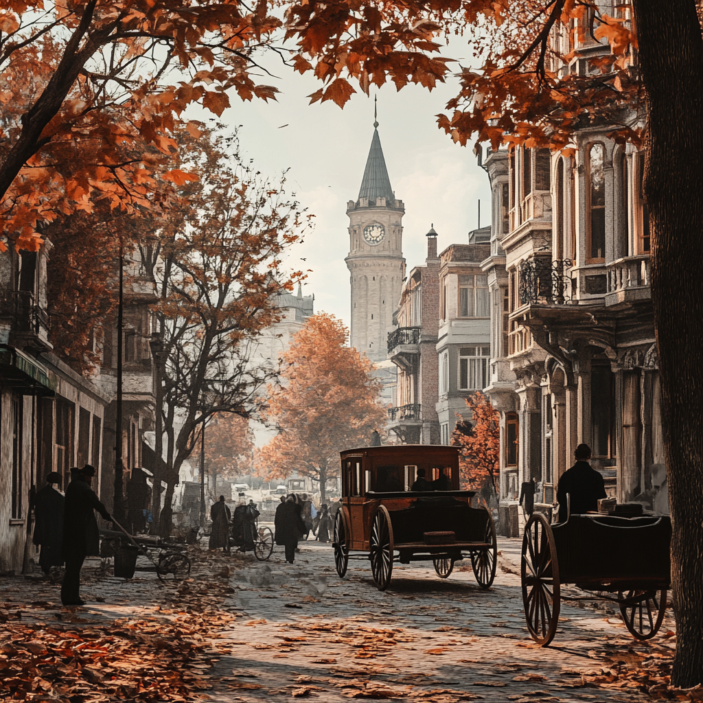 1900s Istanbul: Realistic Photographic Background with Clock Tower