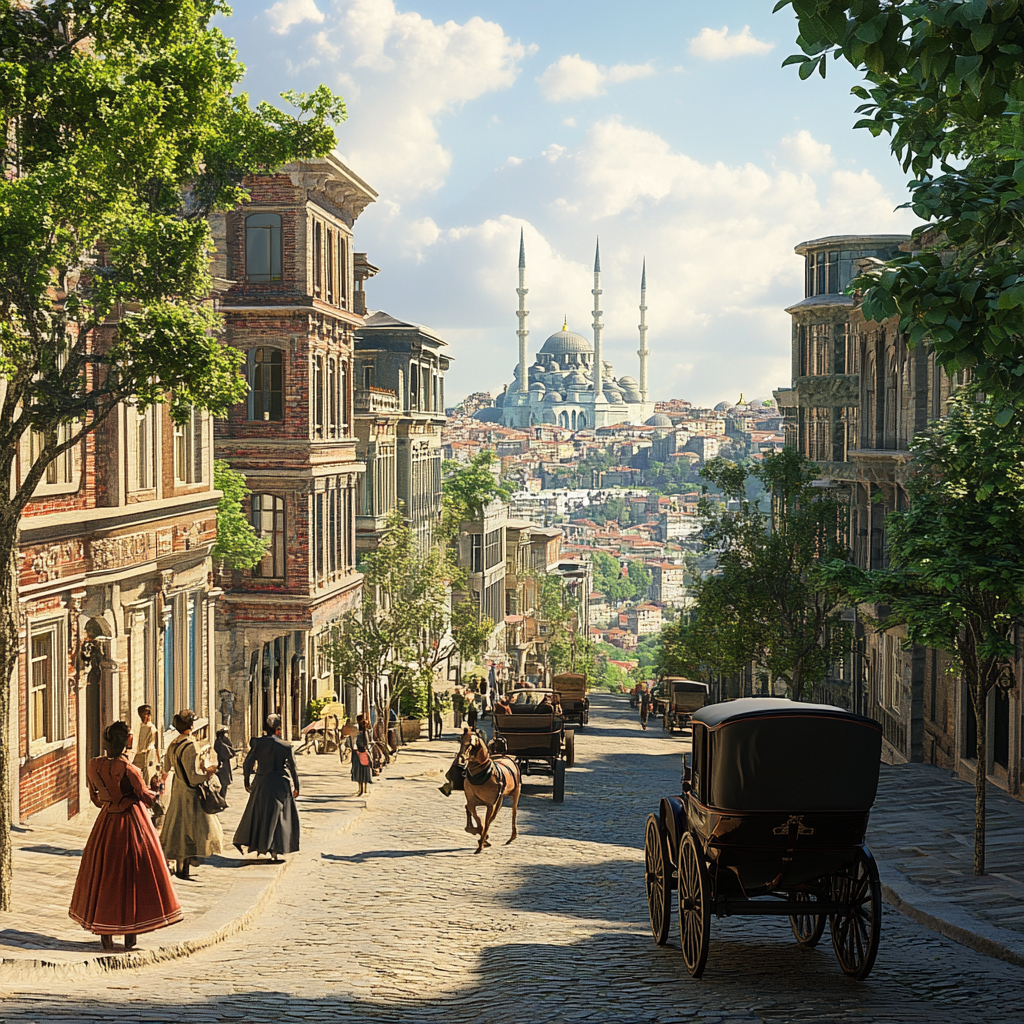 1900s Istanbul: Realistic and Imaginative City View