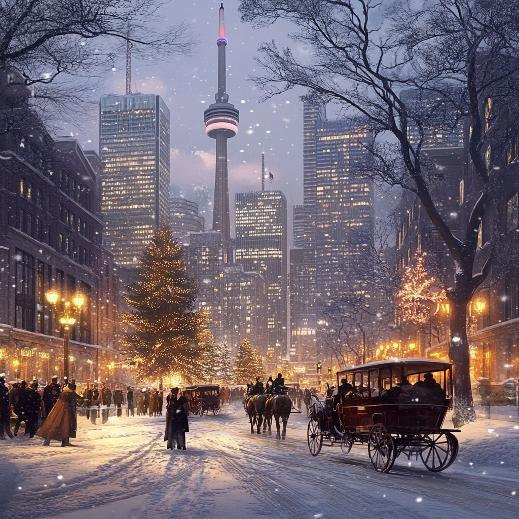 1900s Toronto in imaginative, realistic photographic city view.