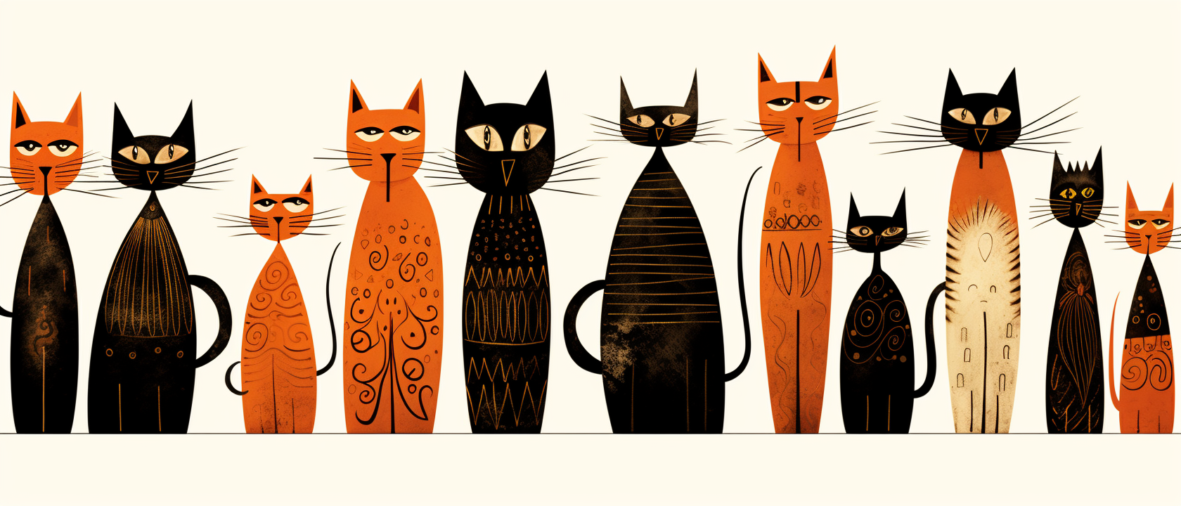 Whimsical 1920s Halloween Cat Design