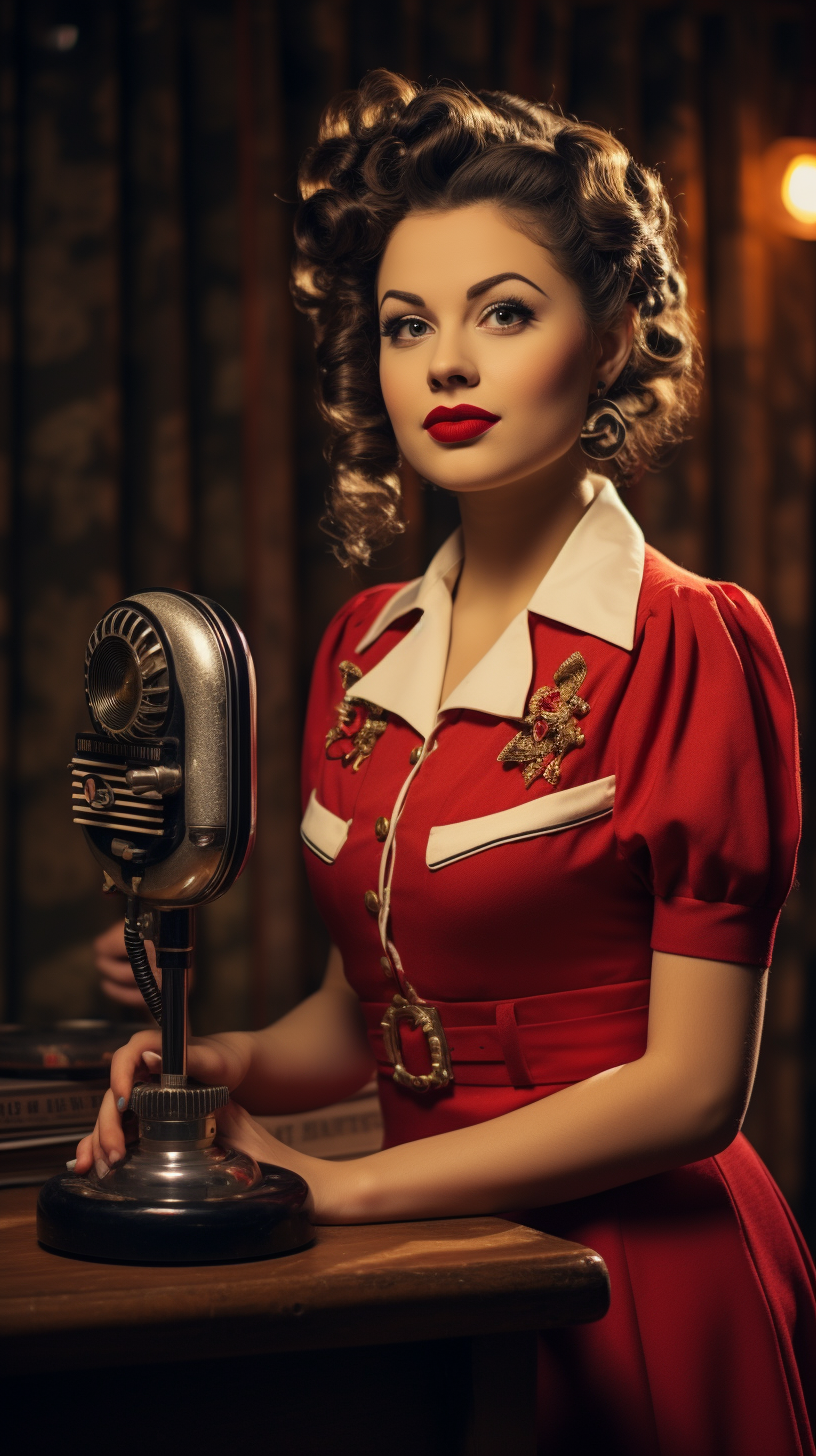 Fashionable costumes at a 1940s party