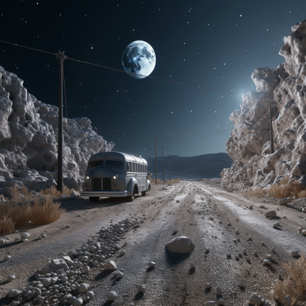 1950 moon road trip ultra realistic