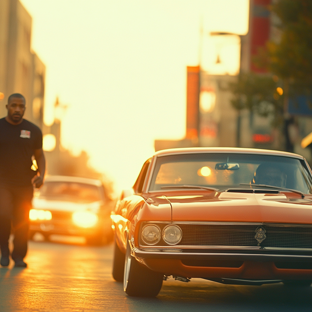 1950s Hollywood-style race scene with Technicolor vibrance.