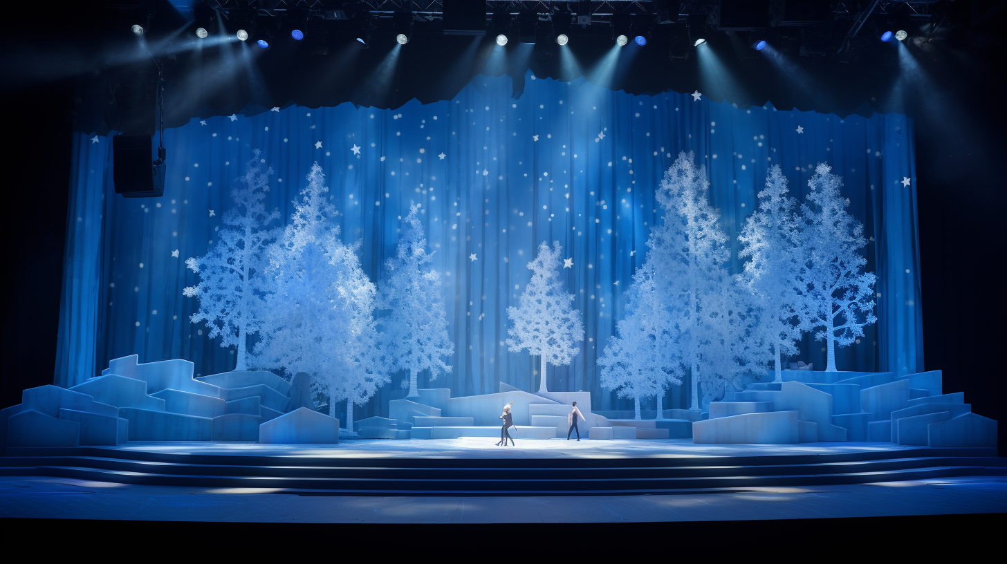 Colorful Stage Design for 1950s Christmas Concert