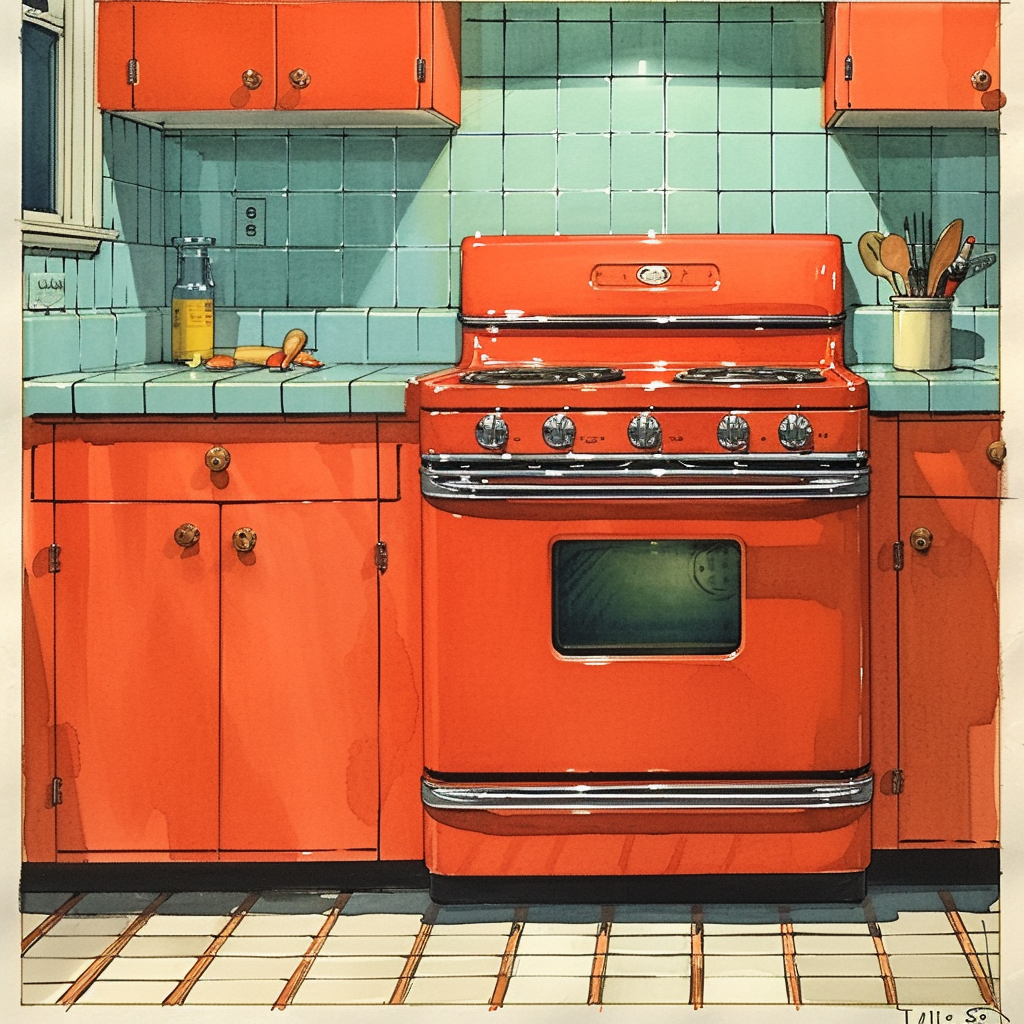 Vintage 1950's Kitchen Appliance Sketches