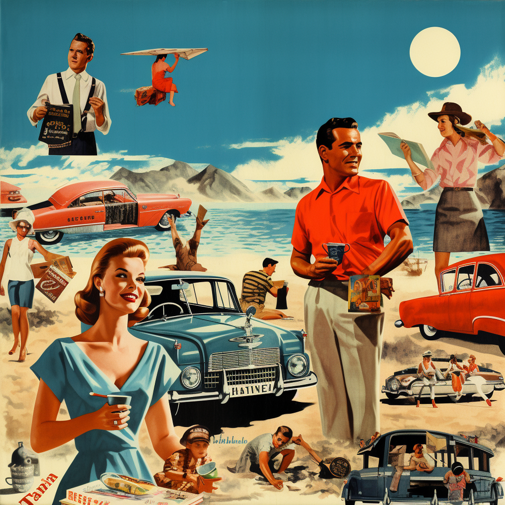 Summer vacation advertising prints from the 1950s