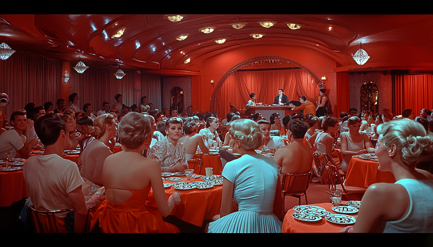 1960s Bingo Hall Filled with Men and Women