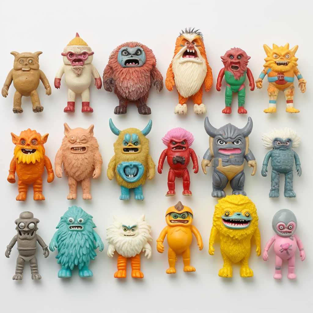 1960s Japanese bootleg toy monster characters, injection molded plastic