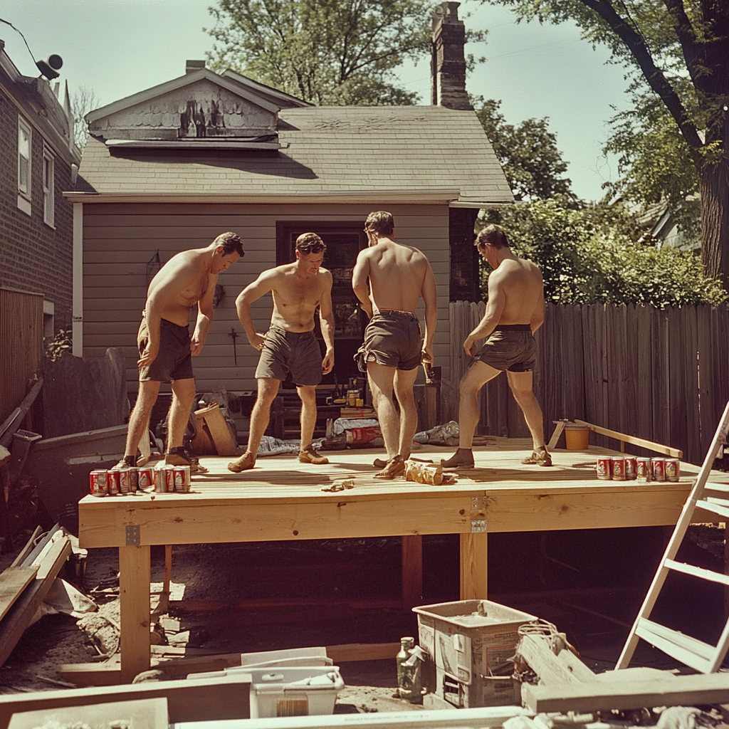 1960s Men Building Deck, Looks Bound to Fail